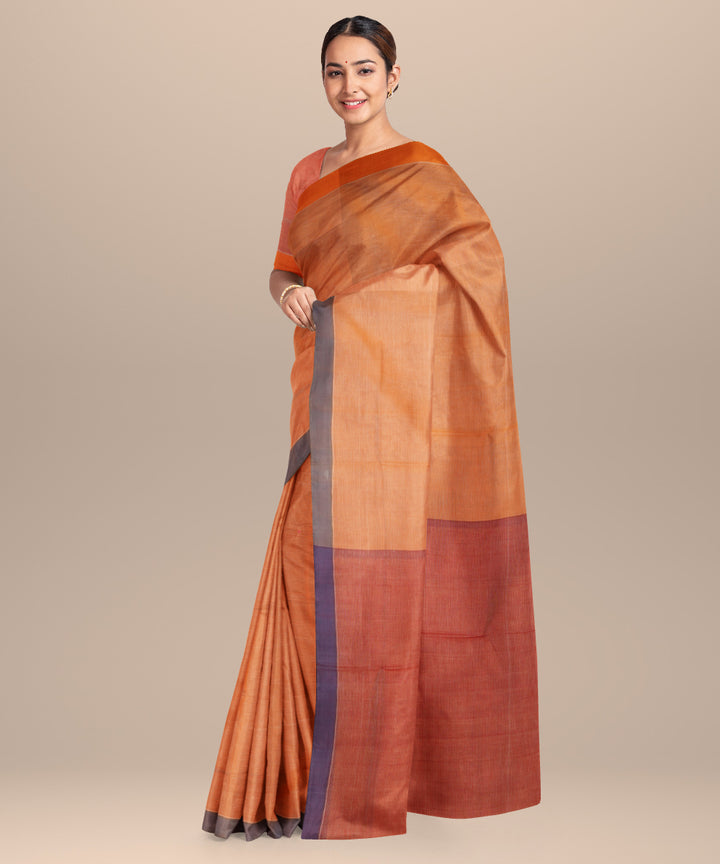 Orange red cotton handloom mangalagiri saree