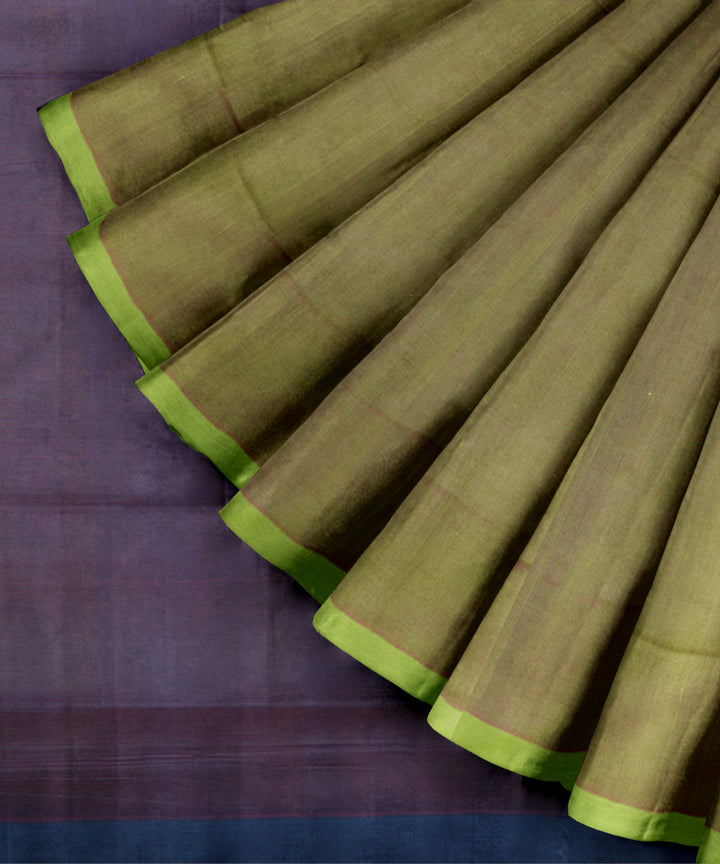 Cyan green purple handloom cotton mangalagiri saree
