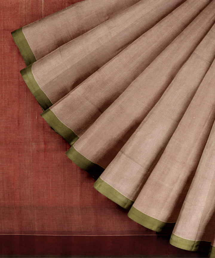 Beige brown cotton handloom mangalagiri saree