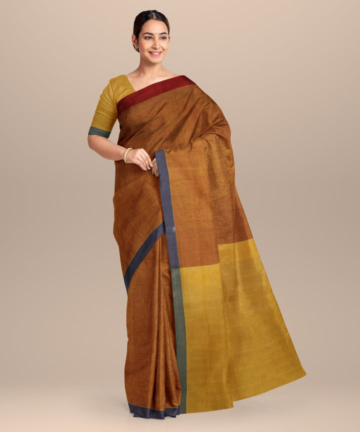 Maroon yellow cotton handloom mangalagiri saree