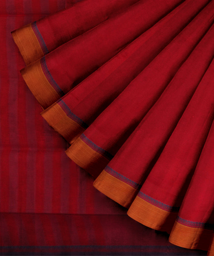 Red orange cotton handloom mangalagiri saree