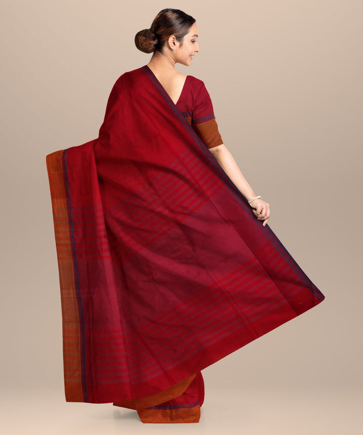Red orange cotton handloom mangalagiri saree