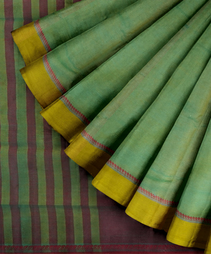 Cyan green purple handloom mangalagiri cotton saree