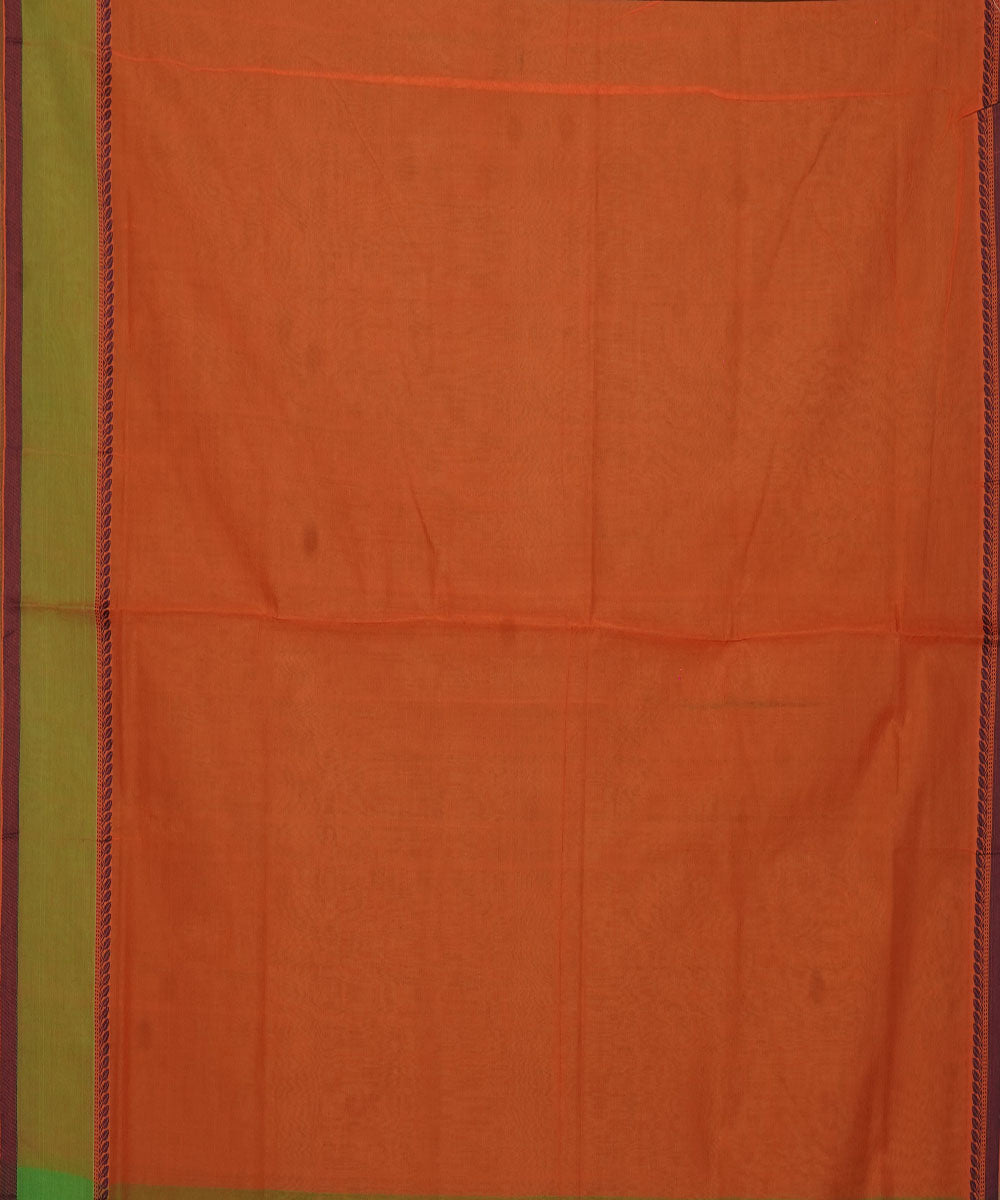 Cyan green orange cotton handloom mangalagiri saree