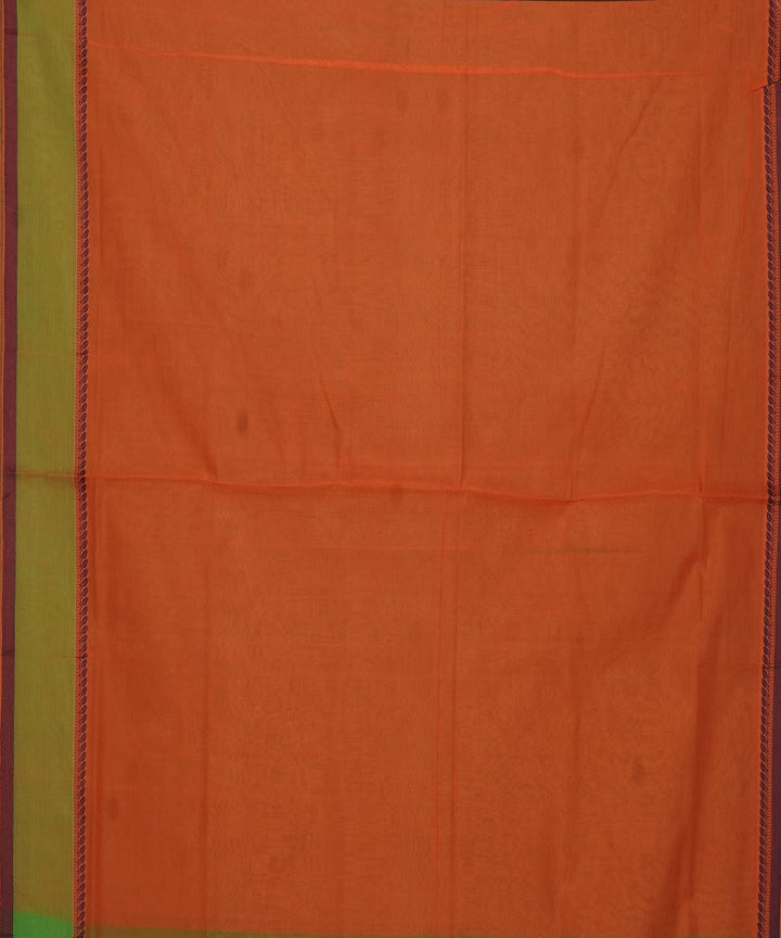 Cyan green orange cotton handloom mangalagiri saree