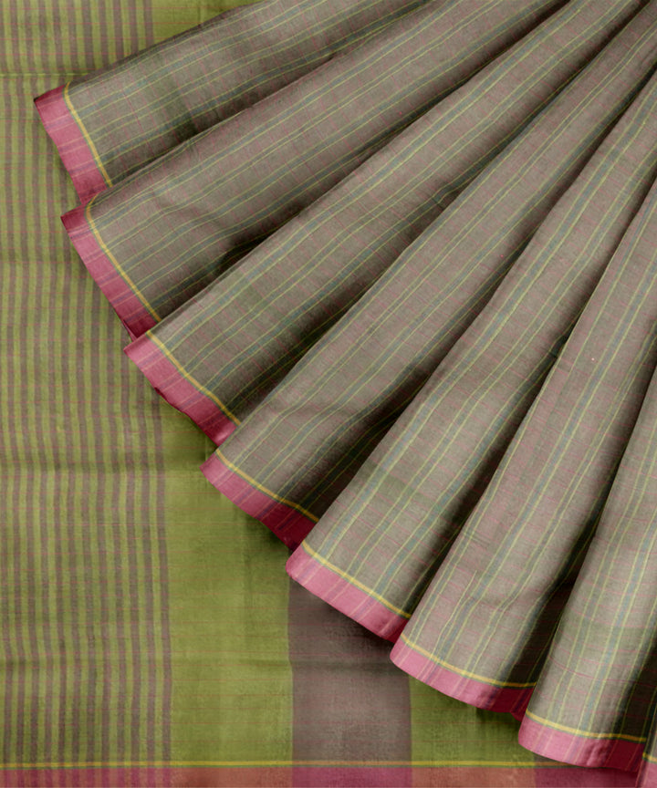 Cyan green purple cotton handloom mangalagiri saree