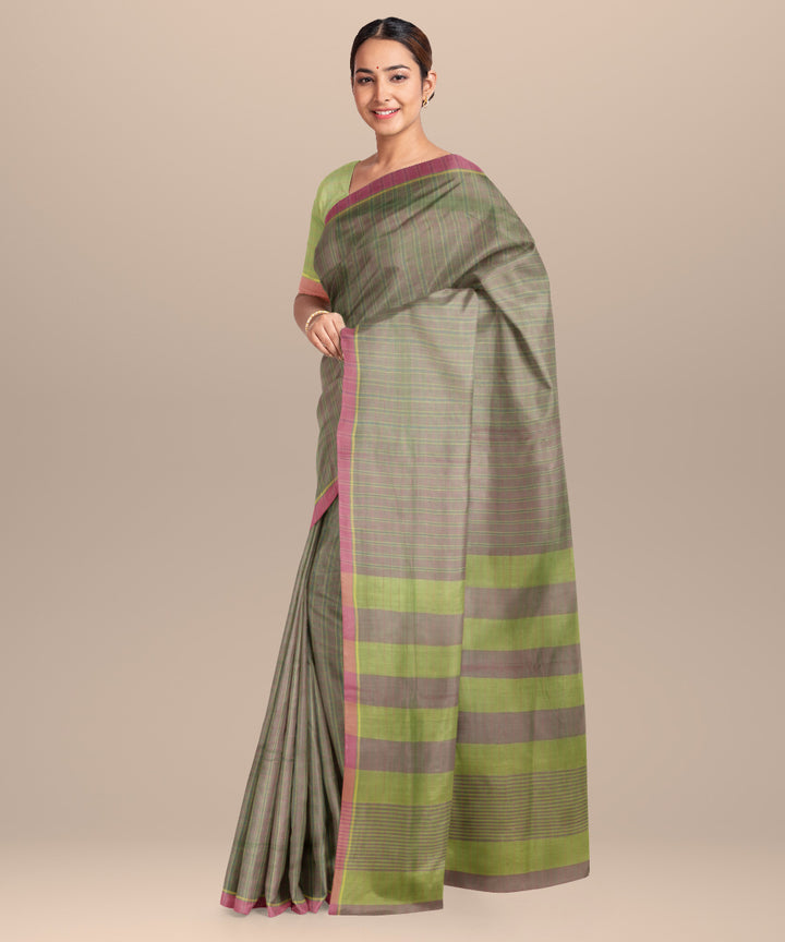 Cyan green purple cotton handloom mangalagiri saree