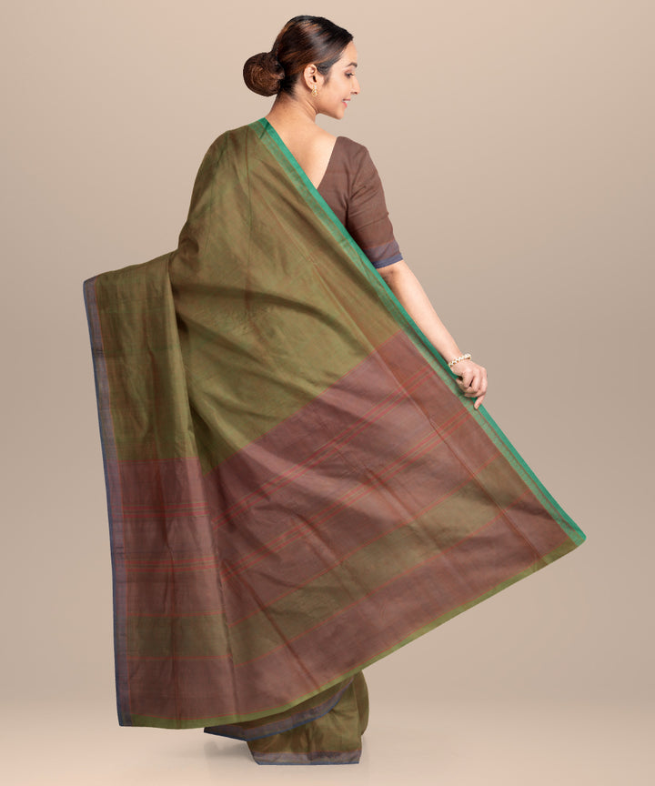 Teal green pink cotton handloom mangalagiri saree