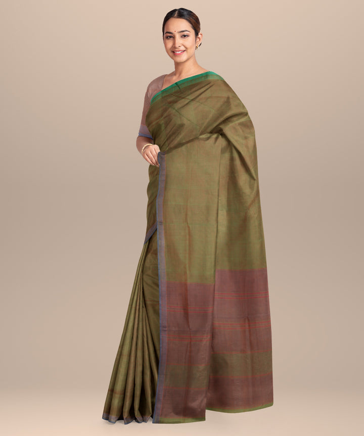 Teal green pink cotton handloom mangalagiri saree