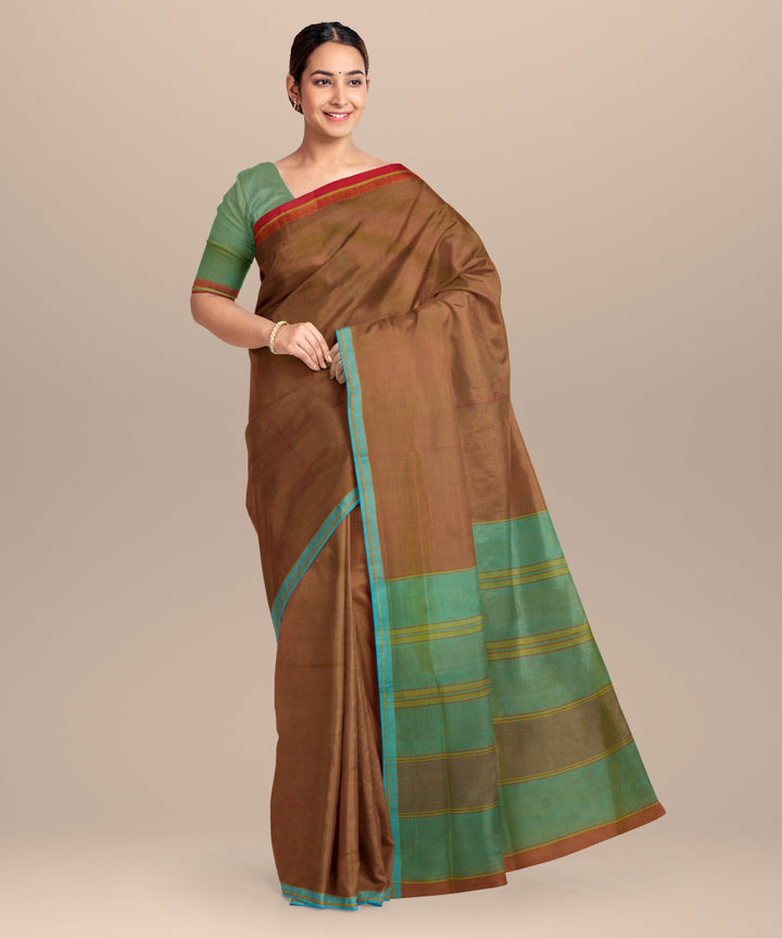 Maroon green cotton handloom mangalagiri saree