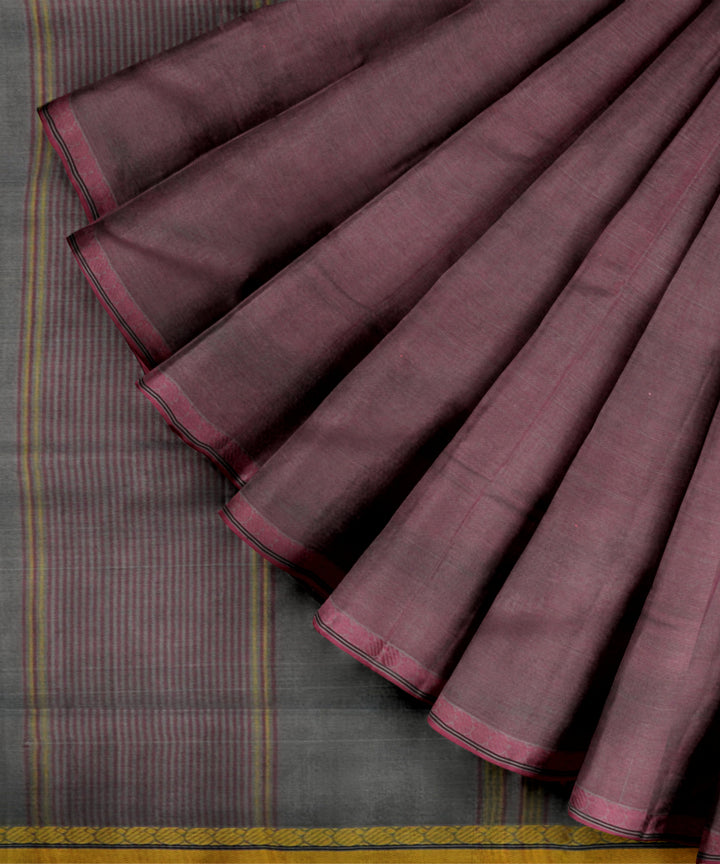 Maroon grey cotton handloom mangalagiri saree