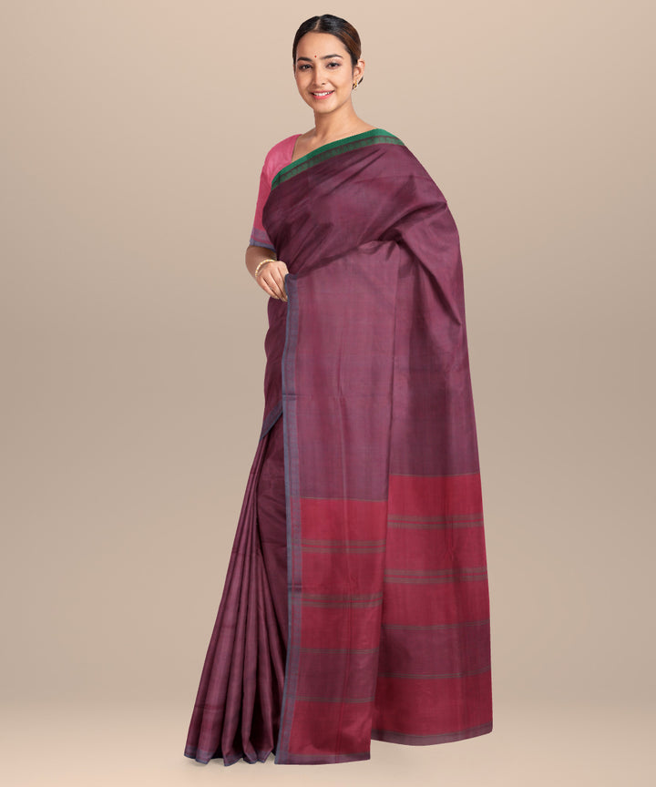 Purple pink cotton handloom mangalagiri saree
