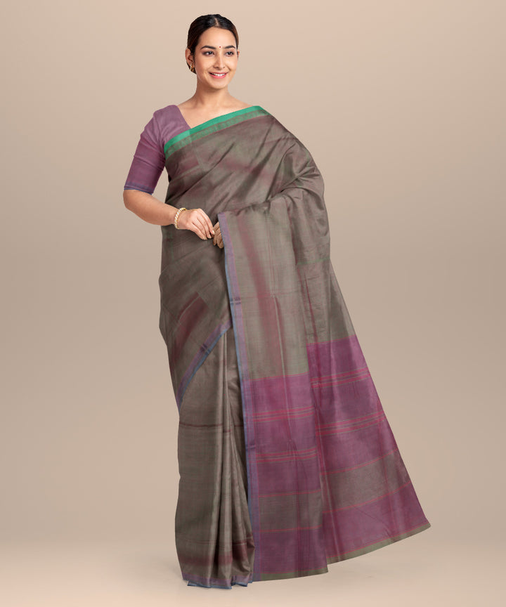 Light green pink handloom cotton mangalagiri saree