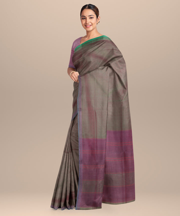 Light green pink handloom cotton mangalagiri saree