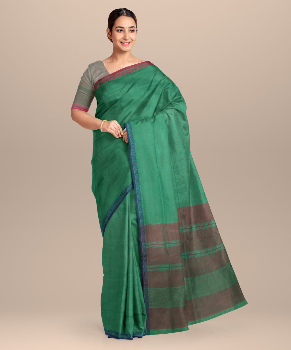 Light green pink cotton handloom mangalagiri saree