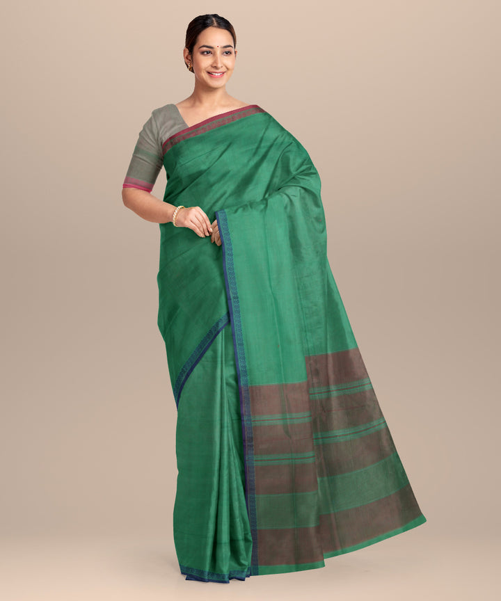 Light green pink cotton handloom mangalagiri saree