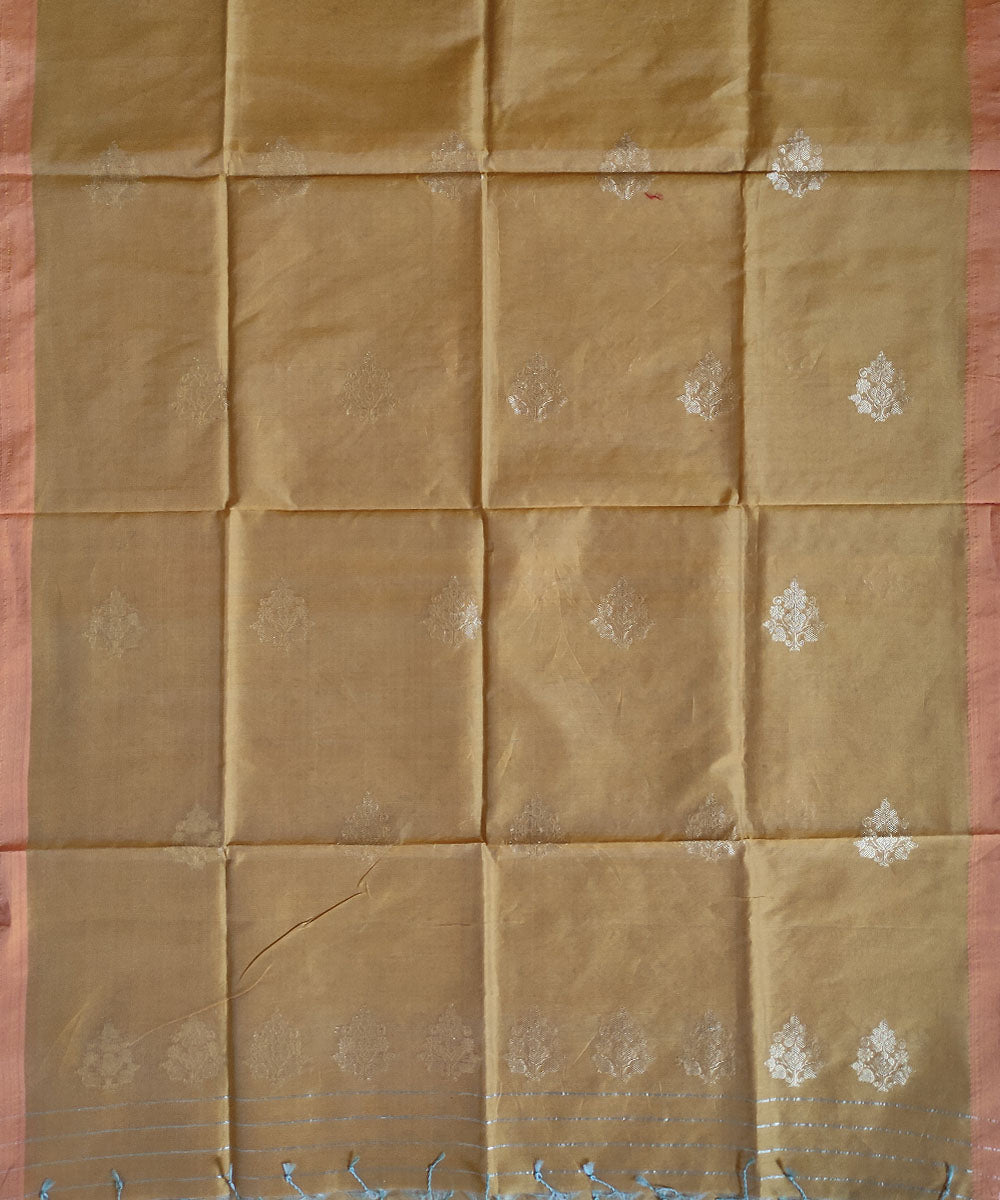 Mustard gold zari motif handwoven silk mubarakpur dupatta