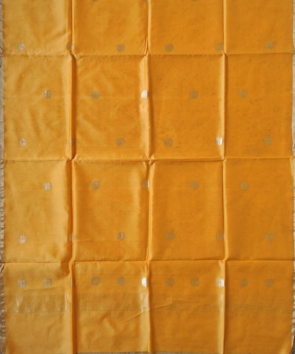 Yellow gold zari motif handwoven silk mubarakpur dupatta