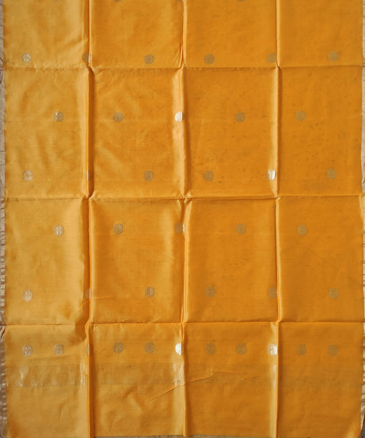 Yellow gold zari motif handwoven silk mubarakpur dupatta