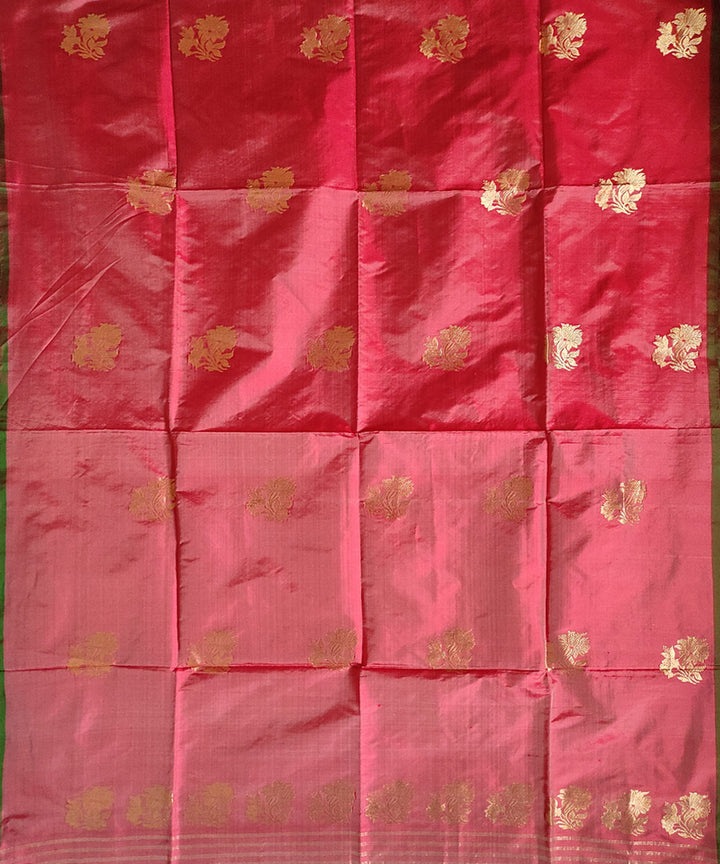 Red gold zari motif handwoven silk mubarakpur dupatta