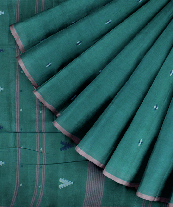 Light green pink cotton handloom bengal saree