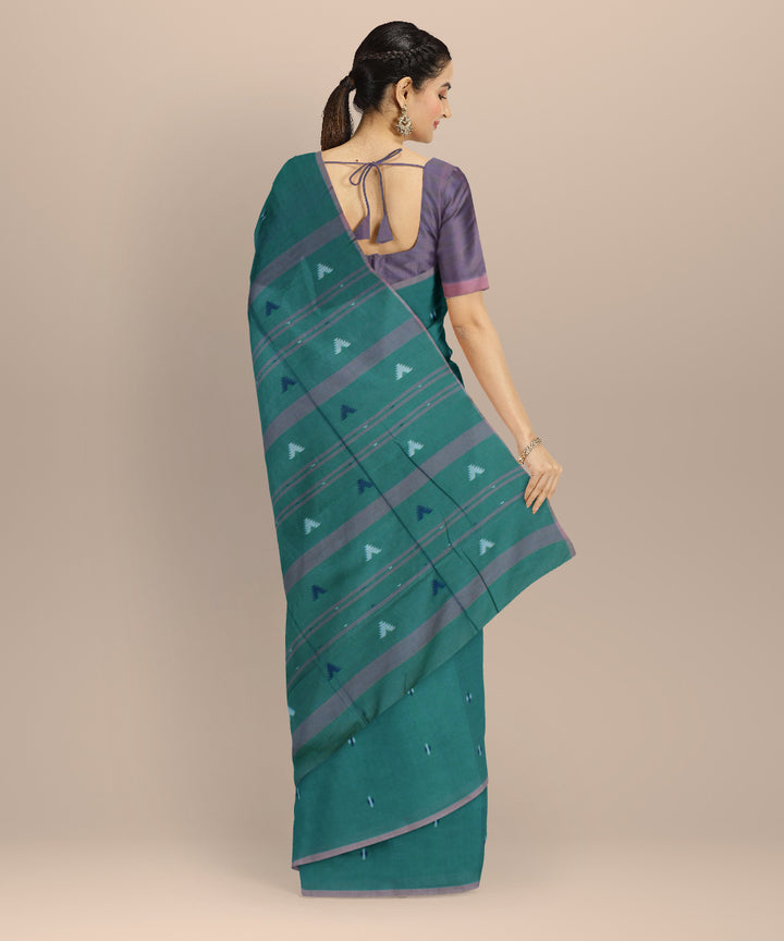 Light green pink cotton handloom bengal saree