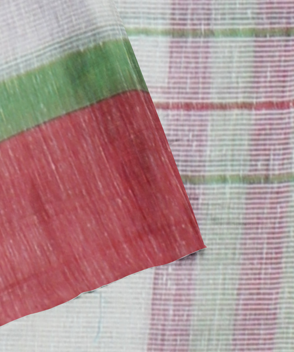 Beige red bengal handloom cotton saree