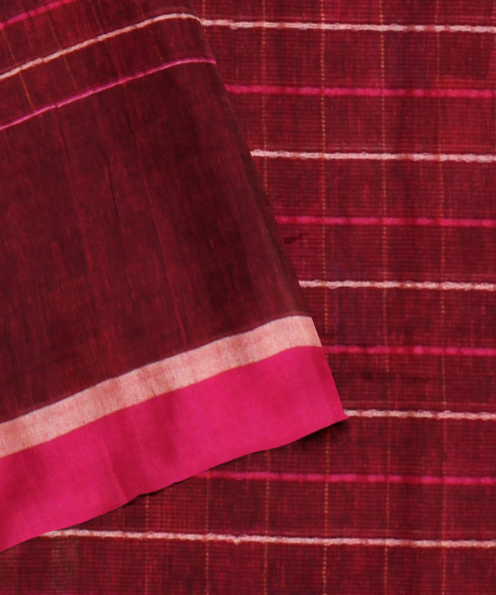 Maroon pink cotton handloom bengal saree