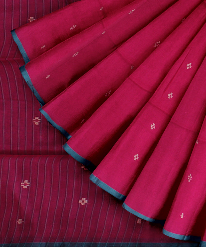 Pink green cotton handloom bengal saree