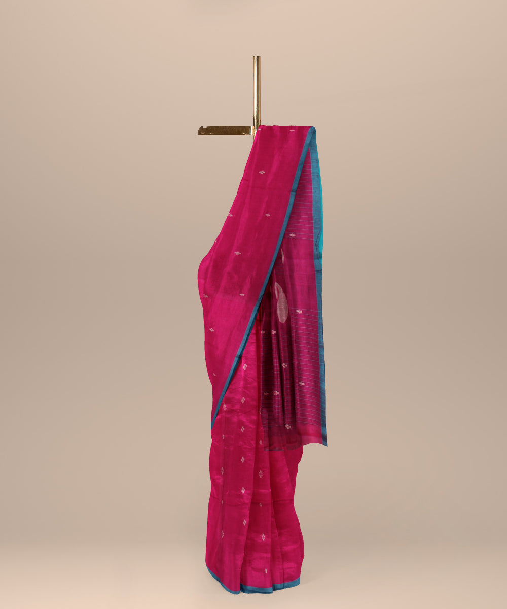 Pink green cotton handloom bengal saree