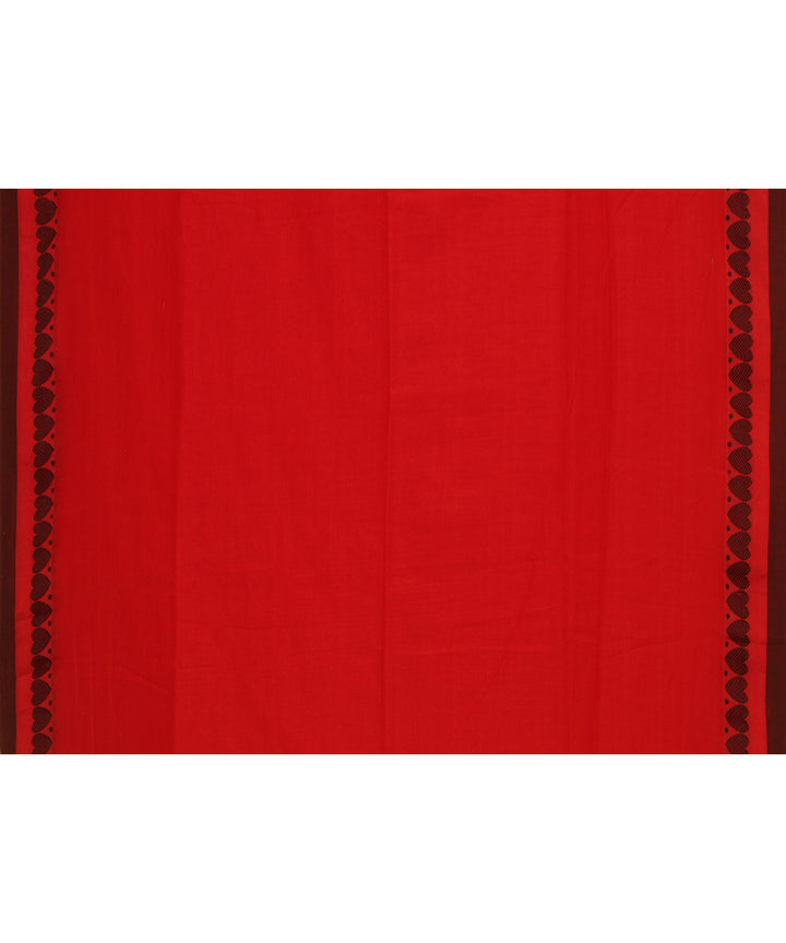 Red black handloom cotton bengal saree