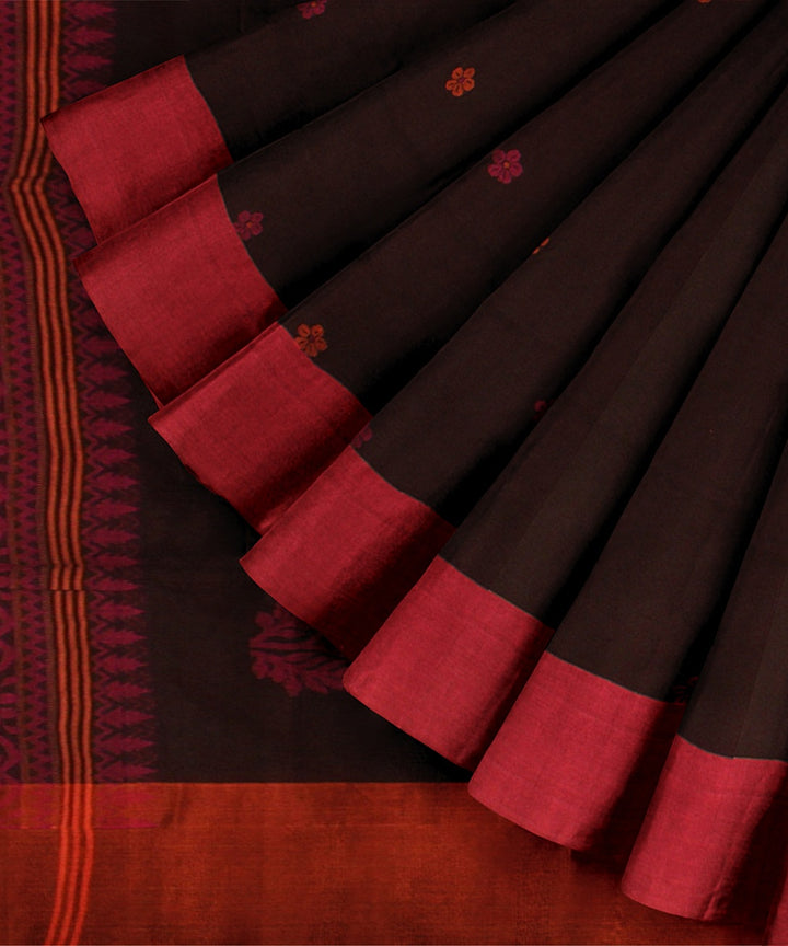 Maroon pink handloom cotton bengal saree