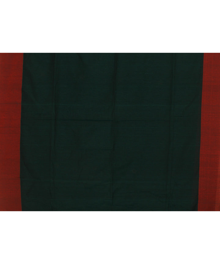 Dark green red handloom cotton bengal saree