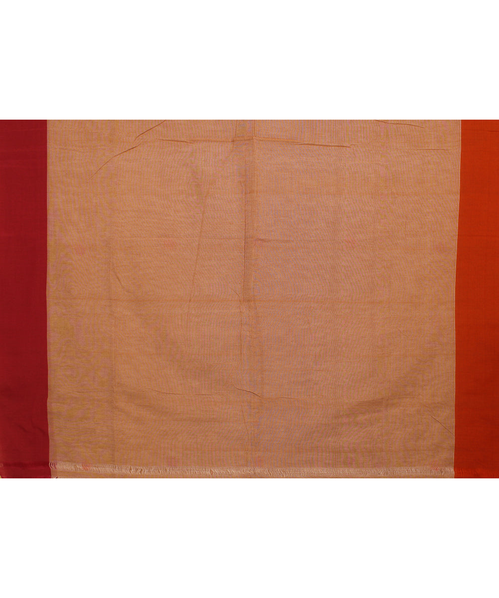 Beige orange handloom cotton bengal saree