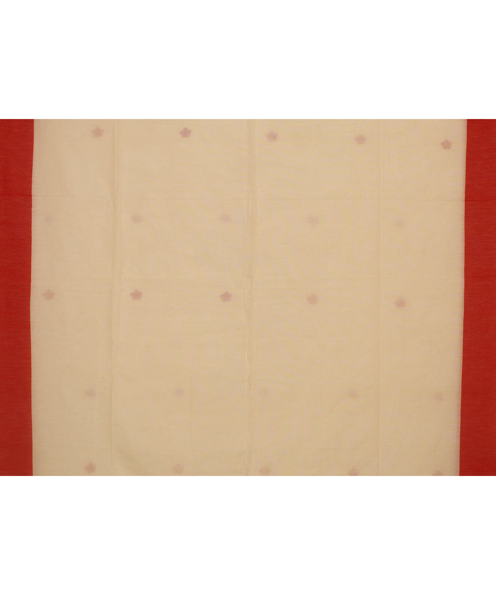 Cream red cotton handloom bengal saree