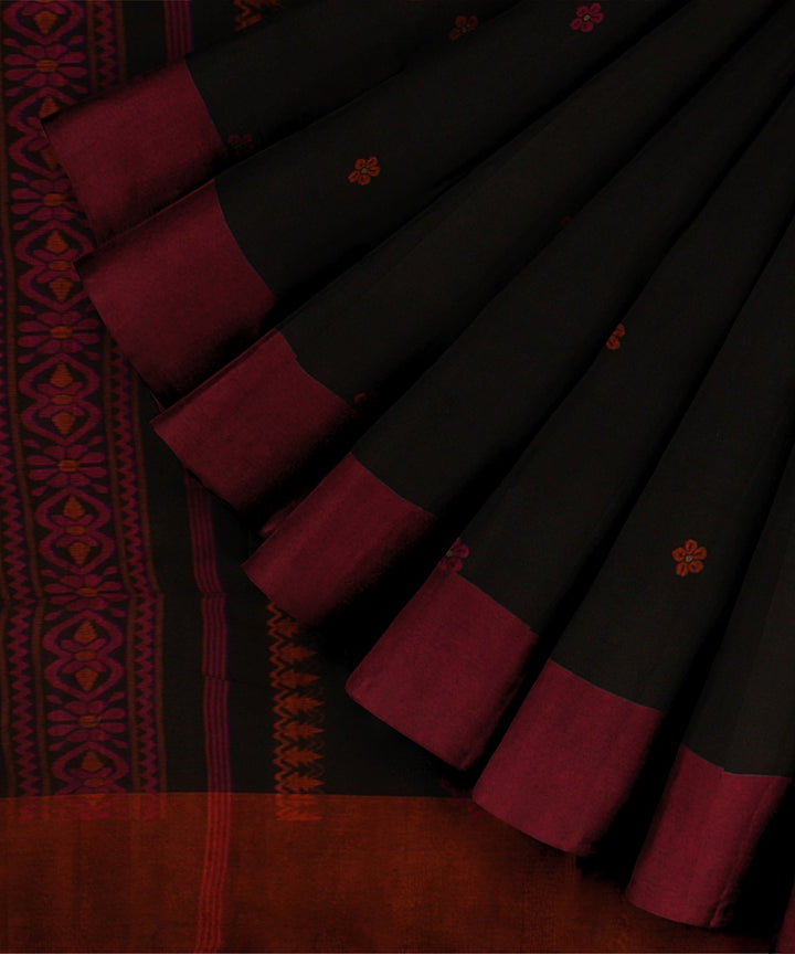 Black pink handloom bengal cotton saree