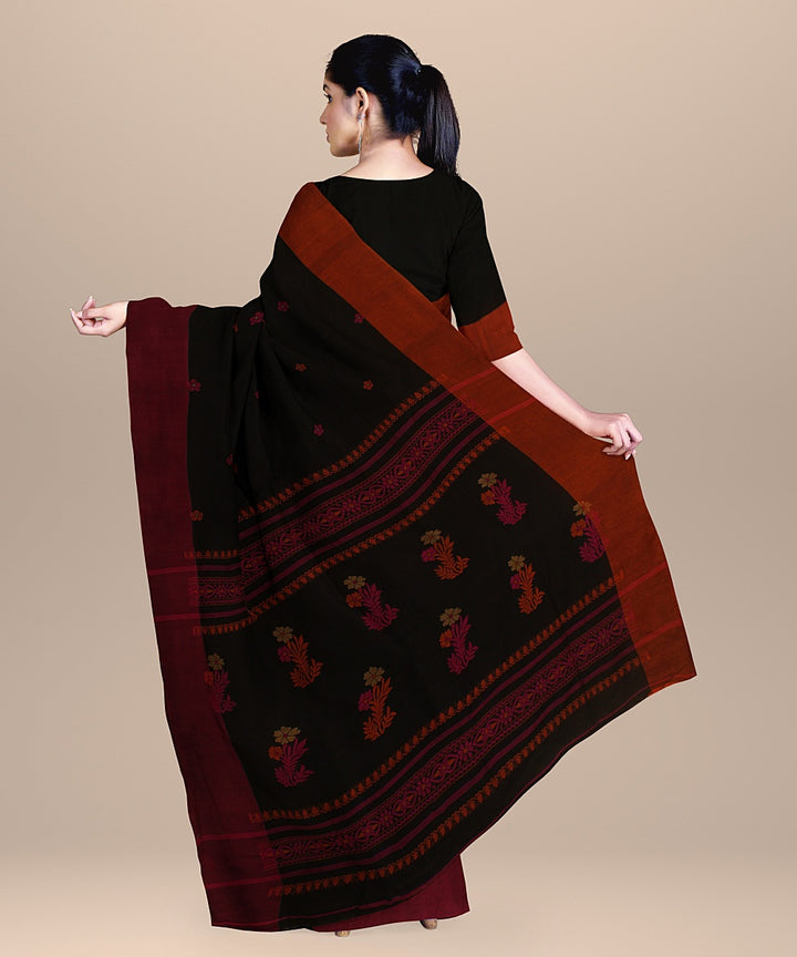 Black pink handloom bengal cotton saree