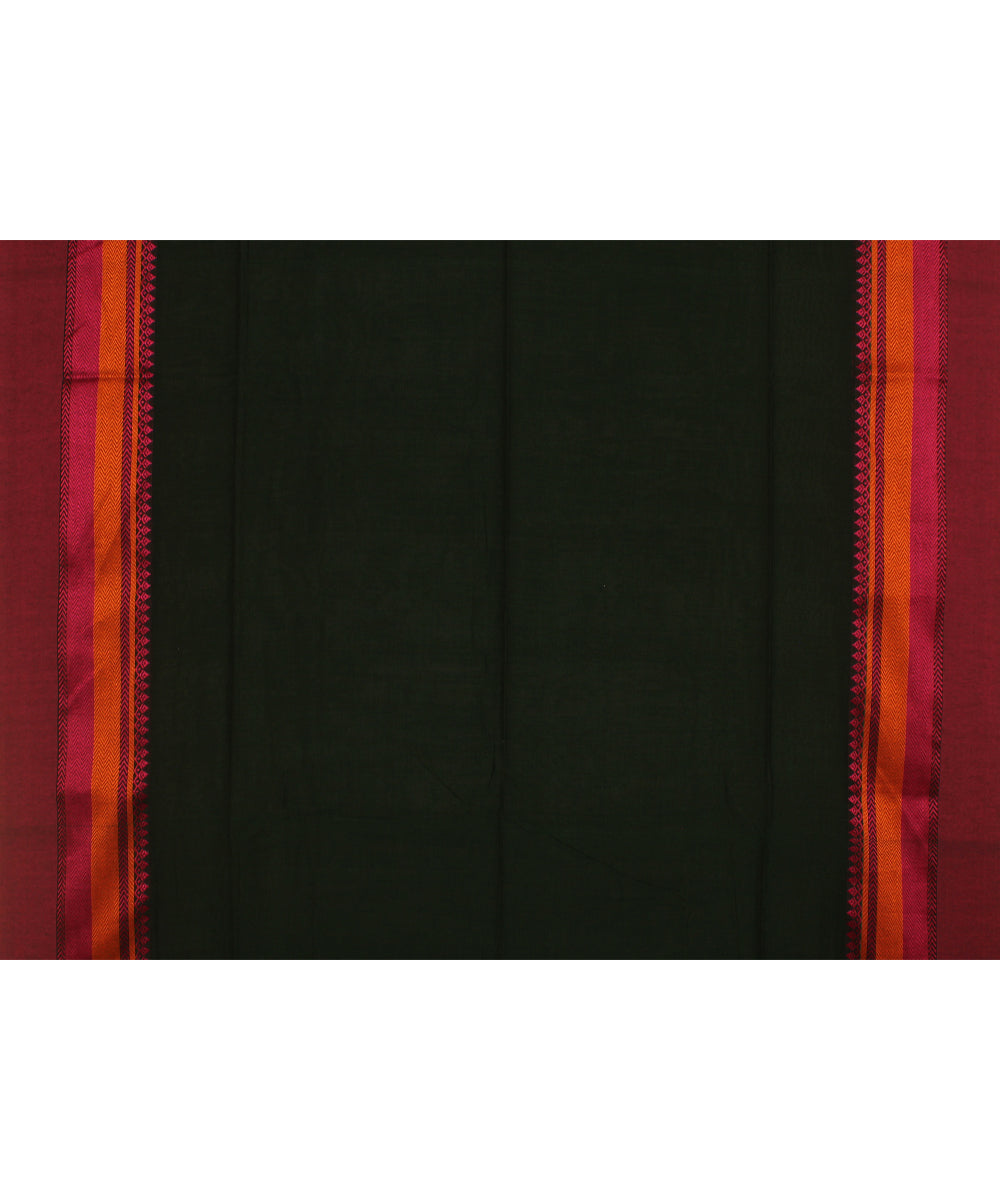 Dark green pink handloom cotton bengal saree