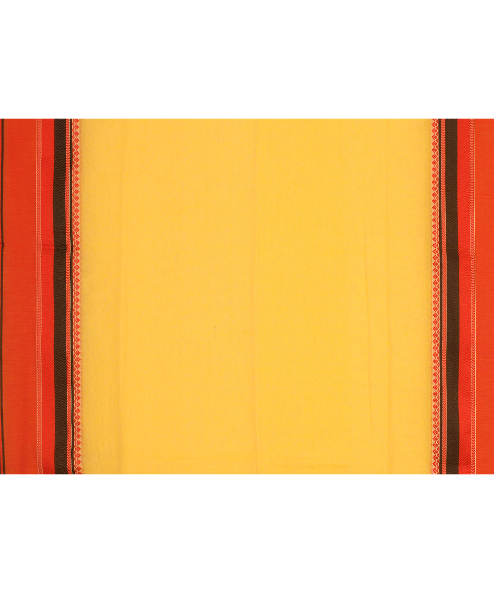 Yellow red black handloom cotton bengal saree