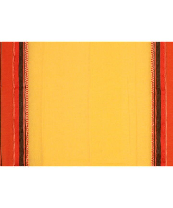 Yellow red black handloom cotton bengal saree