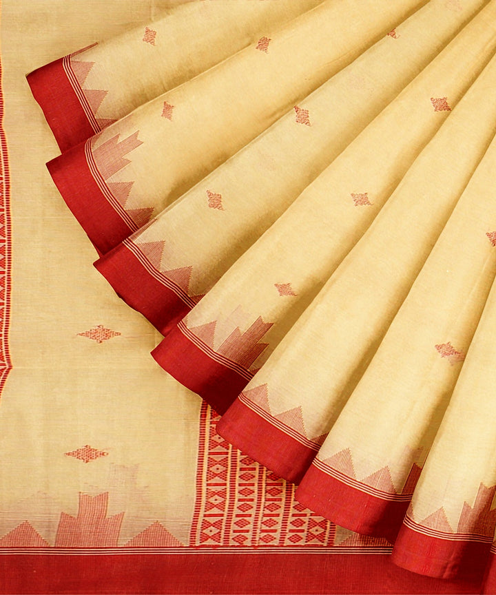 Yellow red handloom cotton bengal saree