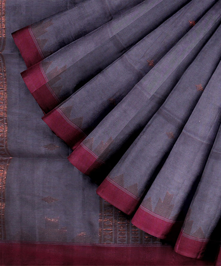 Purple pink handloom cotton bengal saree