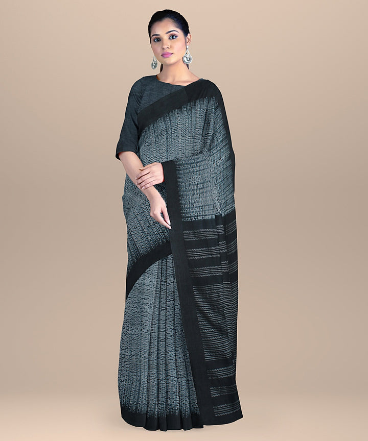 Dark grey handloom cotton bengal saree