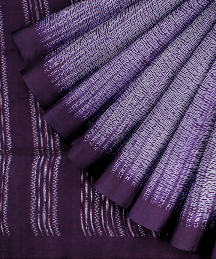 Purple white handloom cotton bengal saree