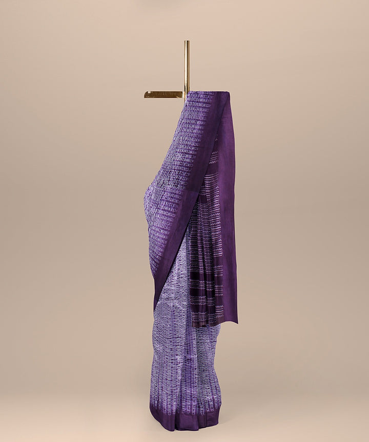 Purple white handloom cotton bengal saree