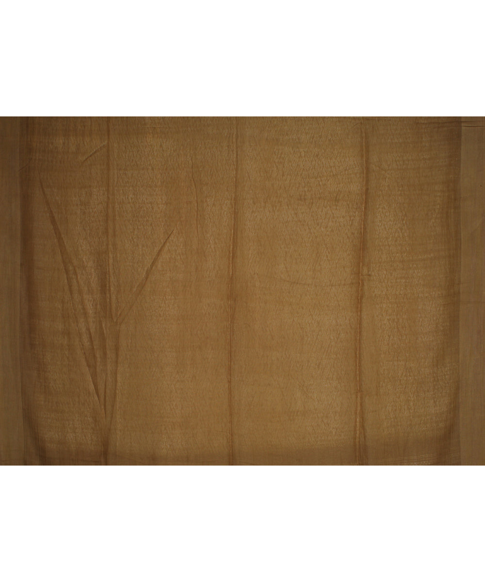 Brown white handloom bengal cotton saree