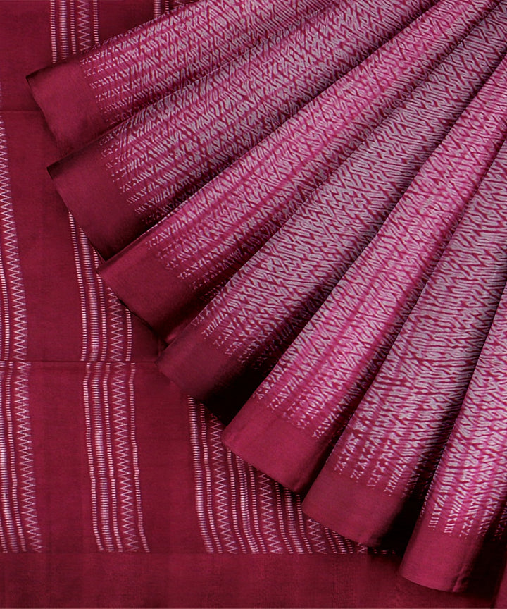 Pink white handloom cotton bengal saree