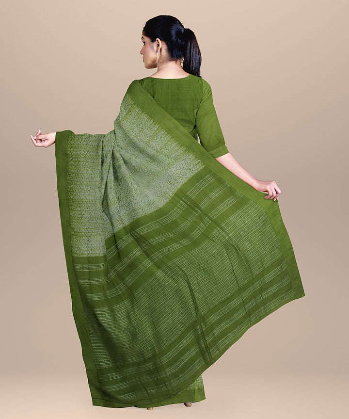 Light green white handloom cotton bengal saree