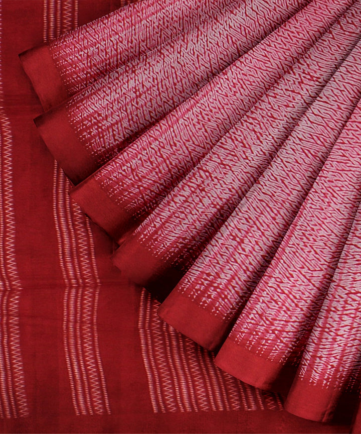 Red white handloom cotton bengal saree