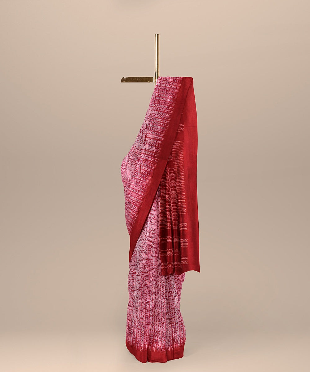 Red white handloom cotton bengal saree